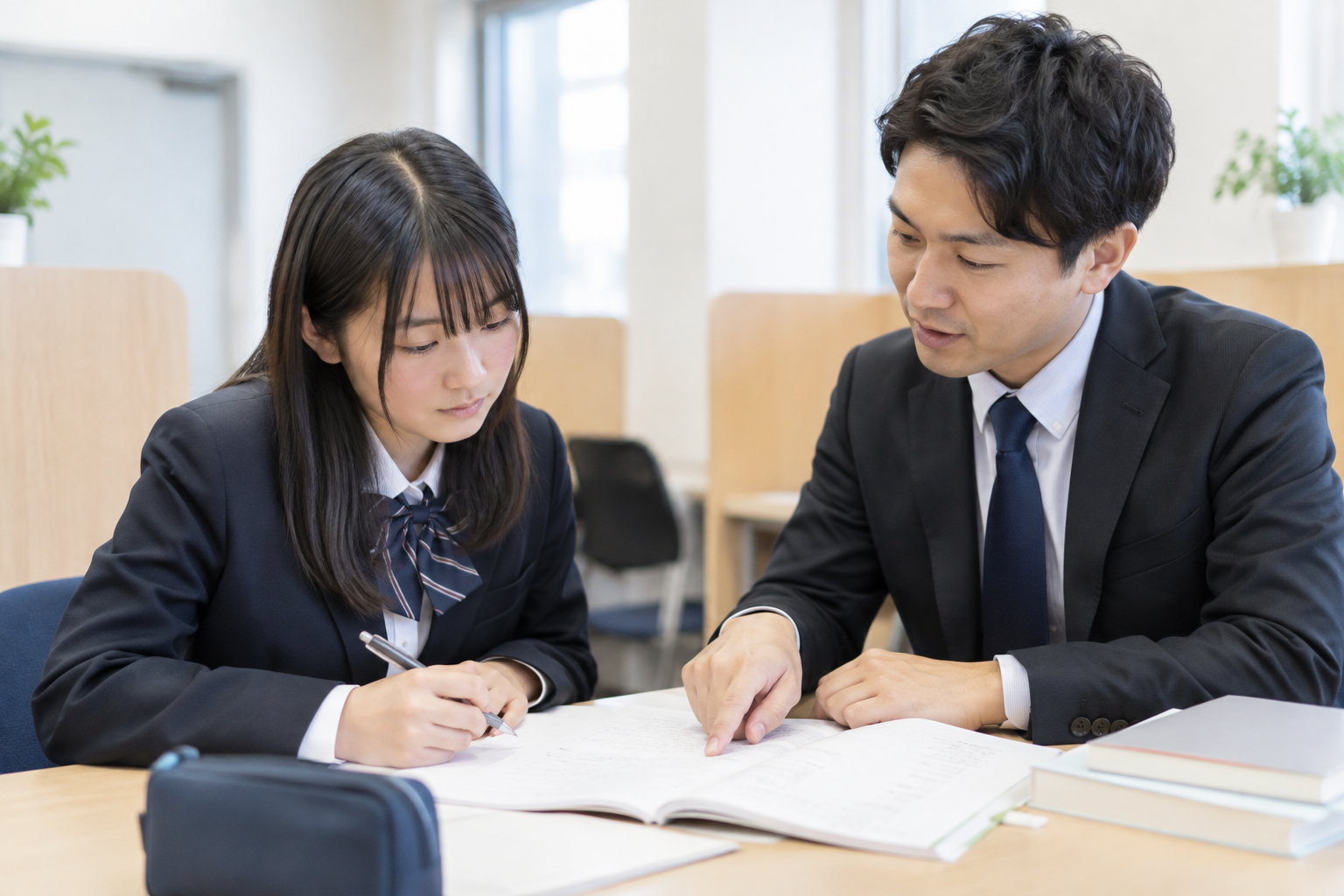 英語とドイツ語の違いを比較しながら外国語学習に取り組む高校生のイメージ